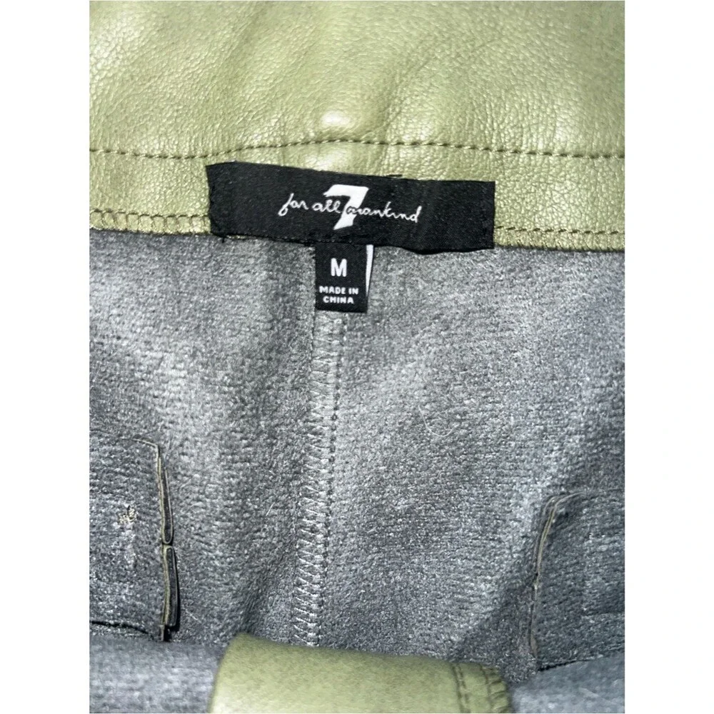 7 For All Mankind Medium Olive Wide-Leg Faux Leather Pants